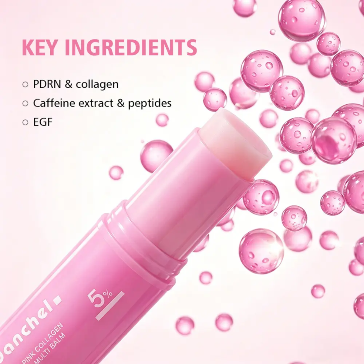 danchel PDRN Pink Collagen Volume Multi Balm, 10g Lock in Moisture, Firming Contour, Boosts Collagen Synthesis, Lightweight Formula, Stick Applicator