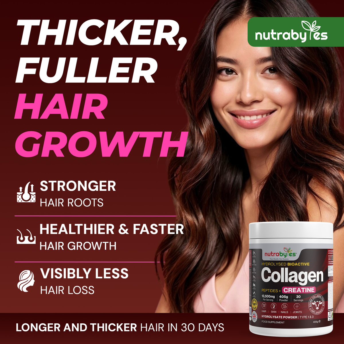 Collagen Powder with Creatine Monohydrate | Unflavoured | 405g | Made in UK