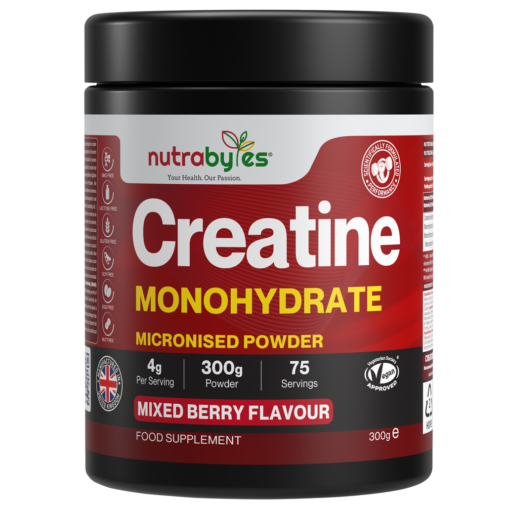Creatine Monohydrate Powder | Micronised 200 Mesh | 300g | Mixed Berry Flavour | 4G Per Serving | Vegan Certified