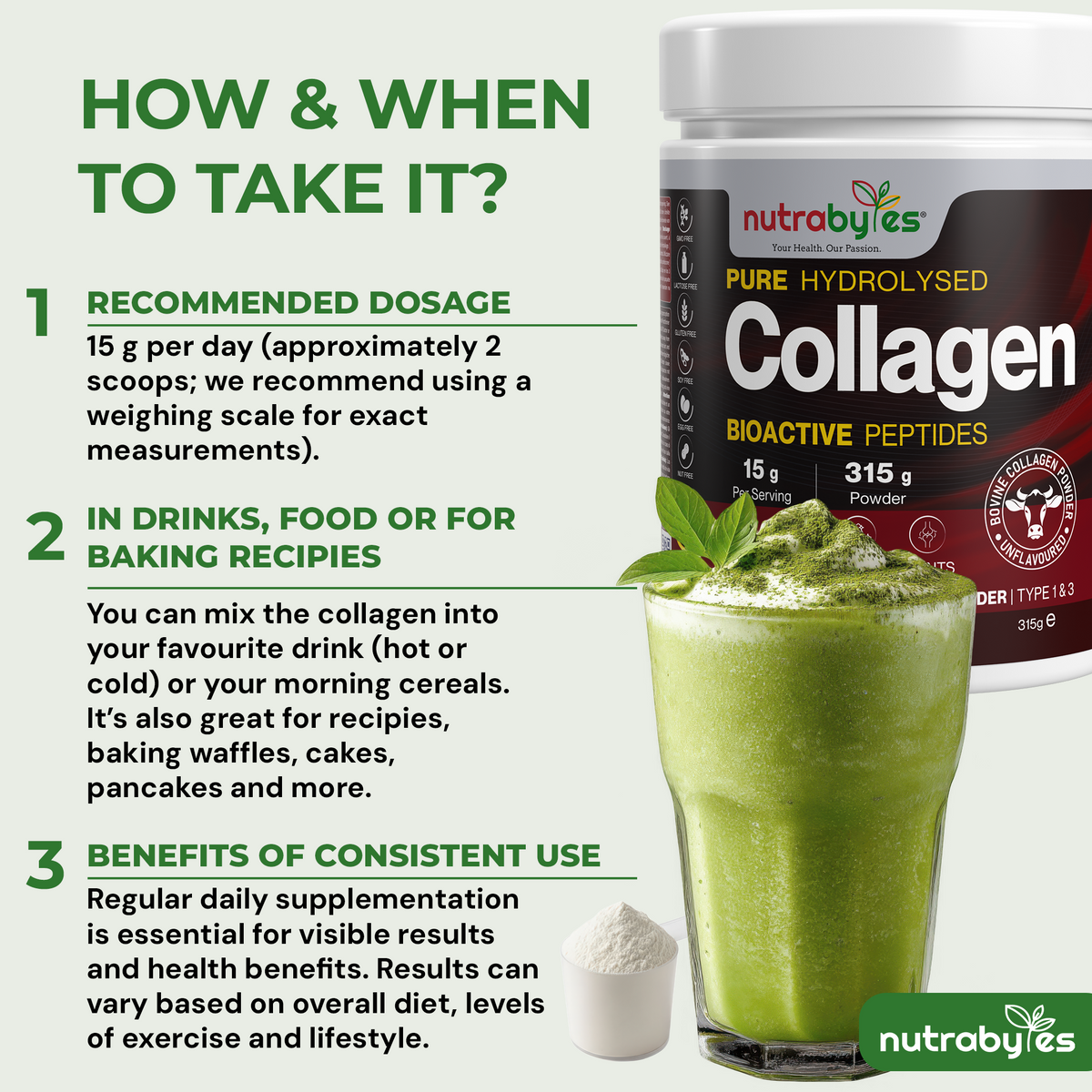 Bovine Collagen Powder, 15,000mg Per Serving, Unflavoured (21 Days)