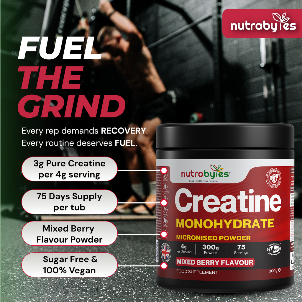 Creatine Monohydrate Powder | Micronised 200 Mesh | 300g | Mixed Berry Flavour | 4G Per Serving | Vegan Certified