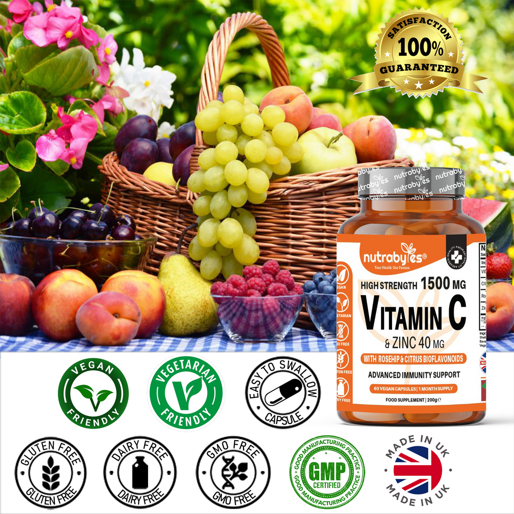 Vitamin C & Zinc, Rose Hip, Citrus Bioflavonoids, 60 Vegan Capsules (1 Month)