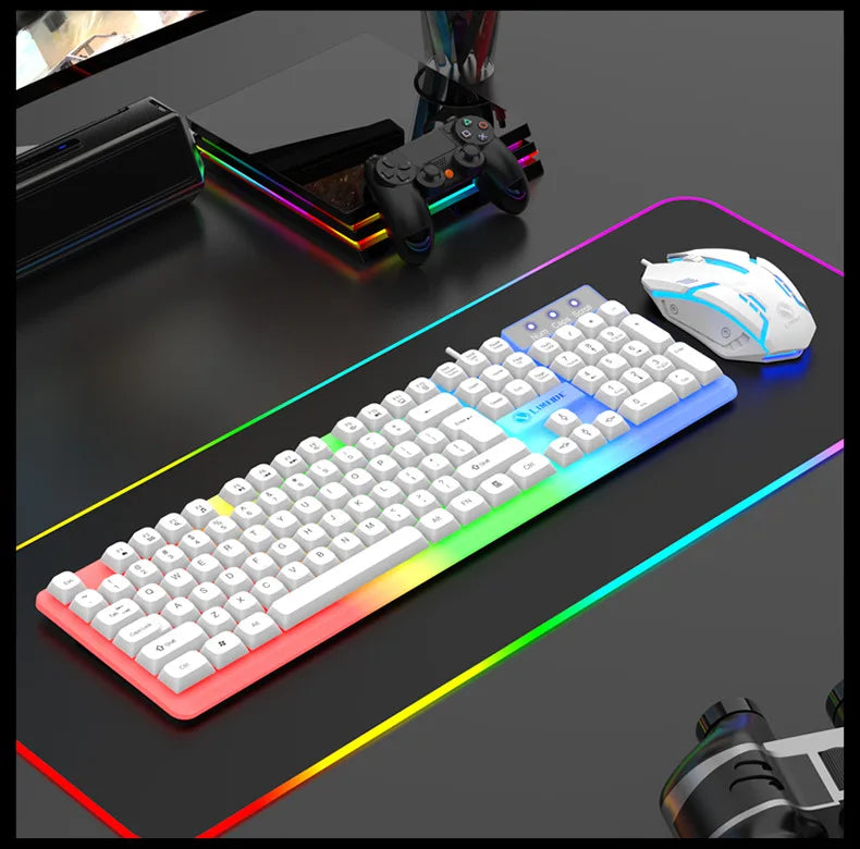GTX350 Gaming Keyboard Mouse Combos Computer Laptop Backlight Gamer Kit LED Wired Usb Keyboard GTX350 Set-Black