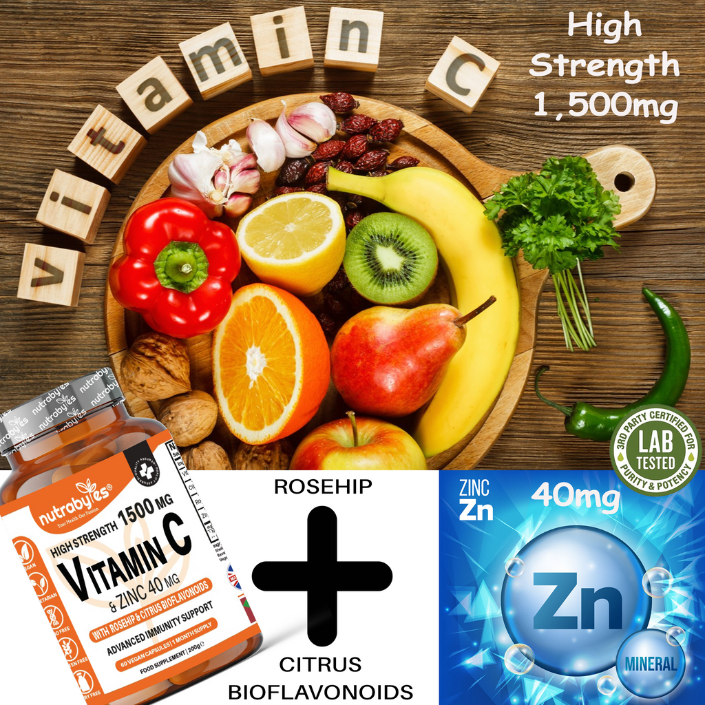 Vitamin C & Zinc, Rose Hip, Citrus Bioflavonoids, 60 Vegan Capsules (1 Month)
