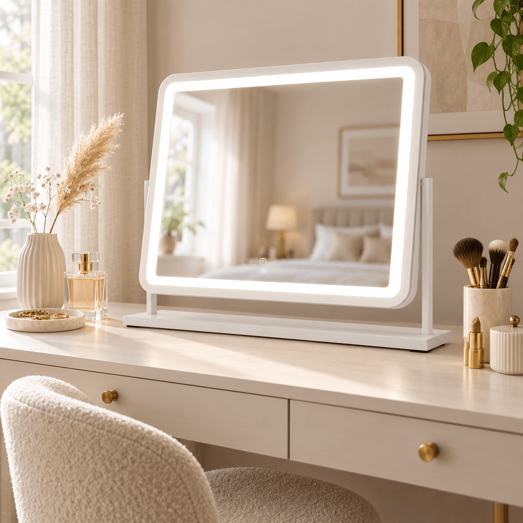 Luna White 58cm LED Vanity Mirror with Tilt Stand