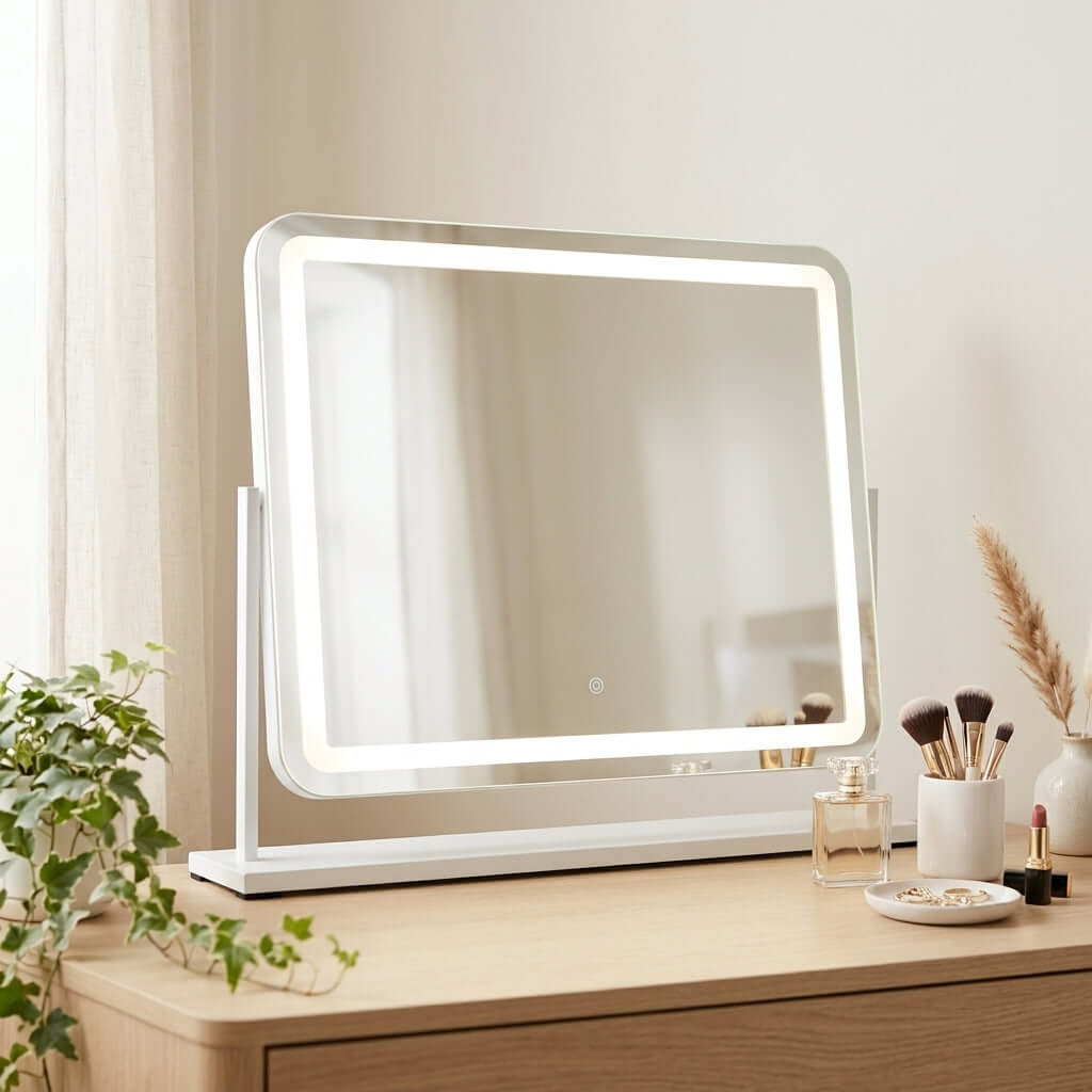 Luna White 58cm LED Vanity Mirror with Tilt Stand