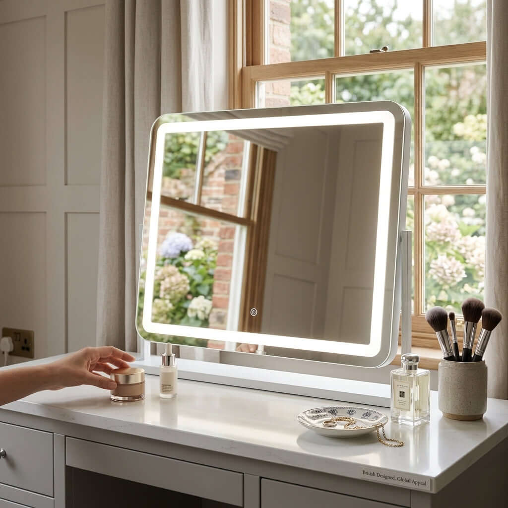 Luna White 58cm LED Vanity Mirror with Tilt Stand