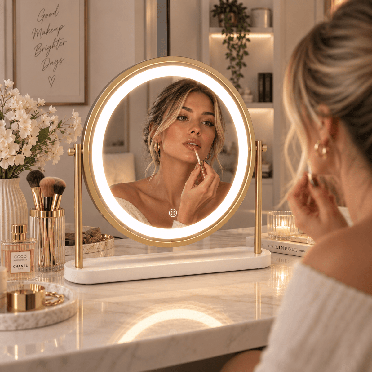 Island Round LED Vanity Mirror – Glamour Gold