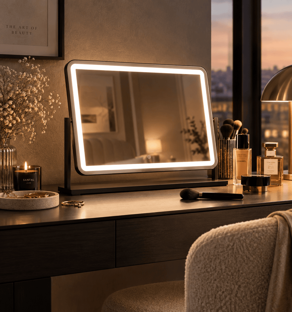 Noir Matt Black LED Vanity Mirror with Lights