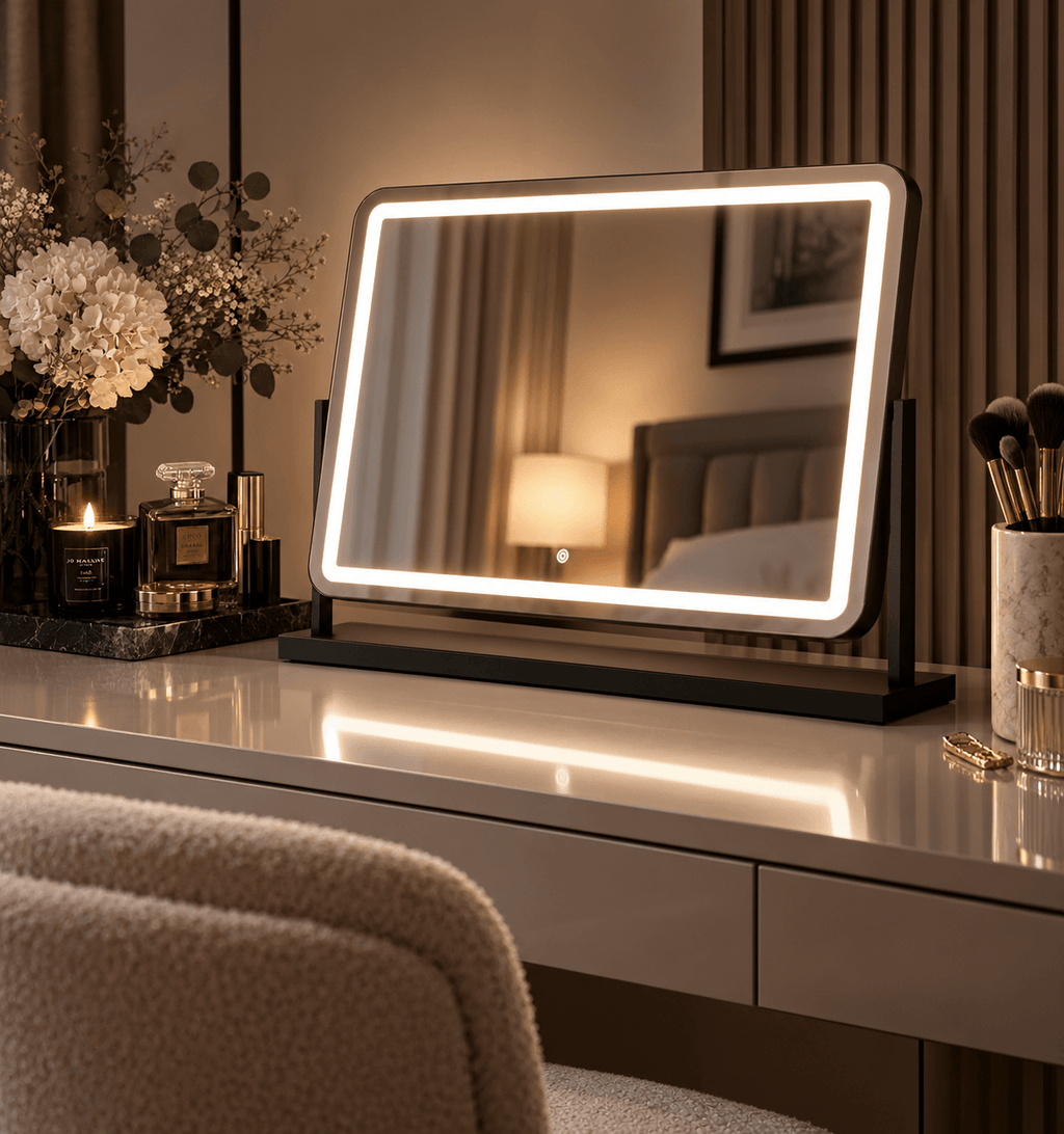 Noir Matt Black LED Vanity Mirror with Lights