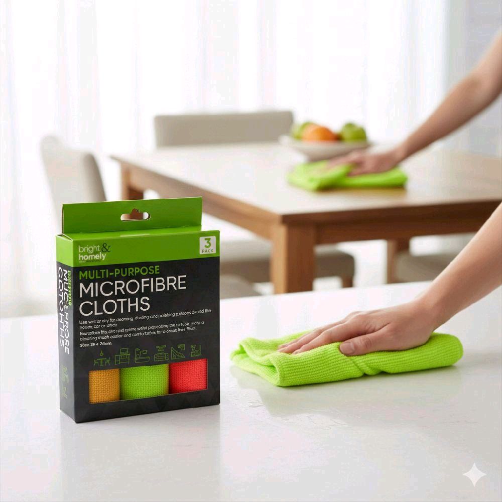 PACK OF 3 MICROFIBRE CLOTHS - SIZE 30 X 30 CM - CLEANING/DUSTING/POLISHING CLOTH