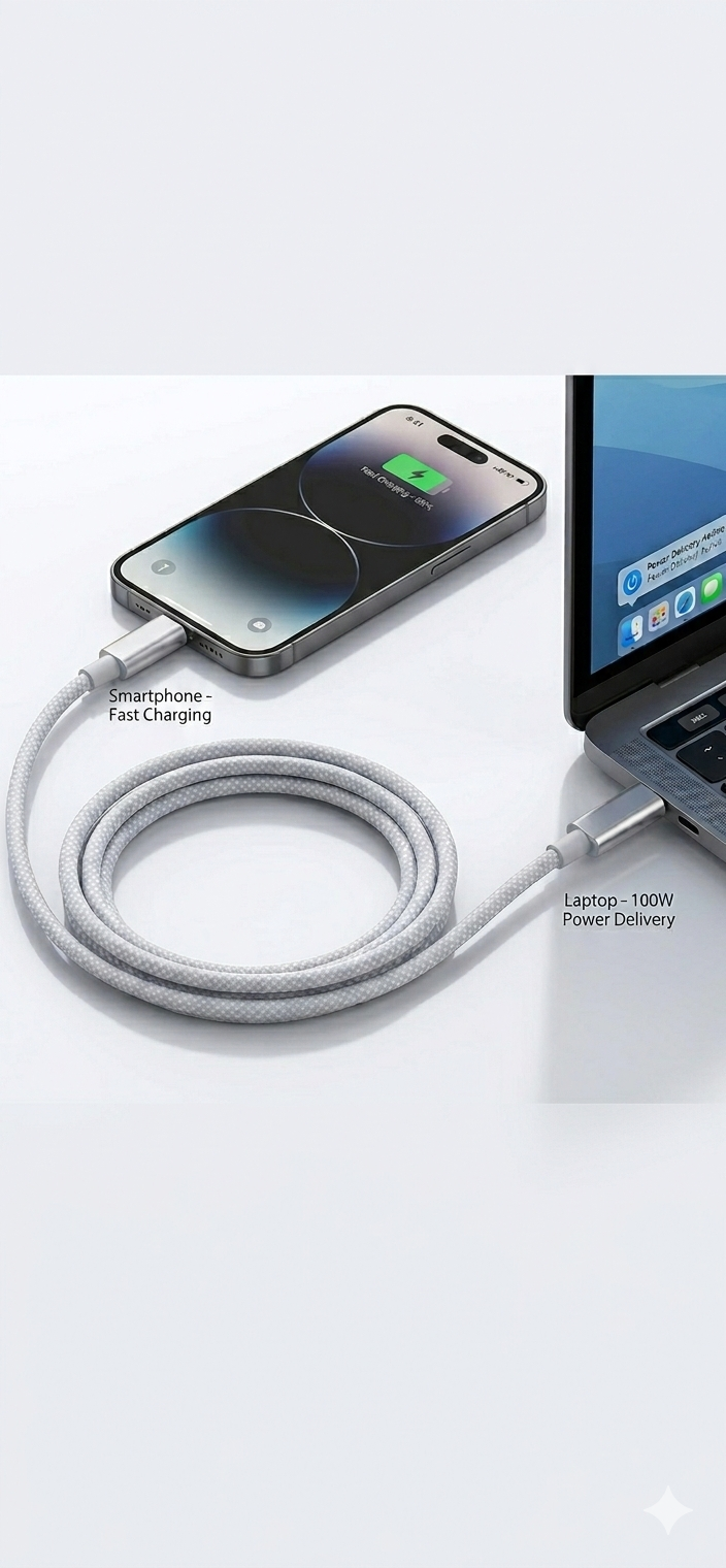 usb c fast charging cable 60 W 1M White