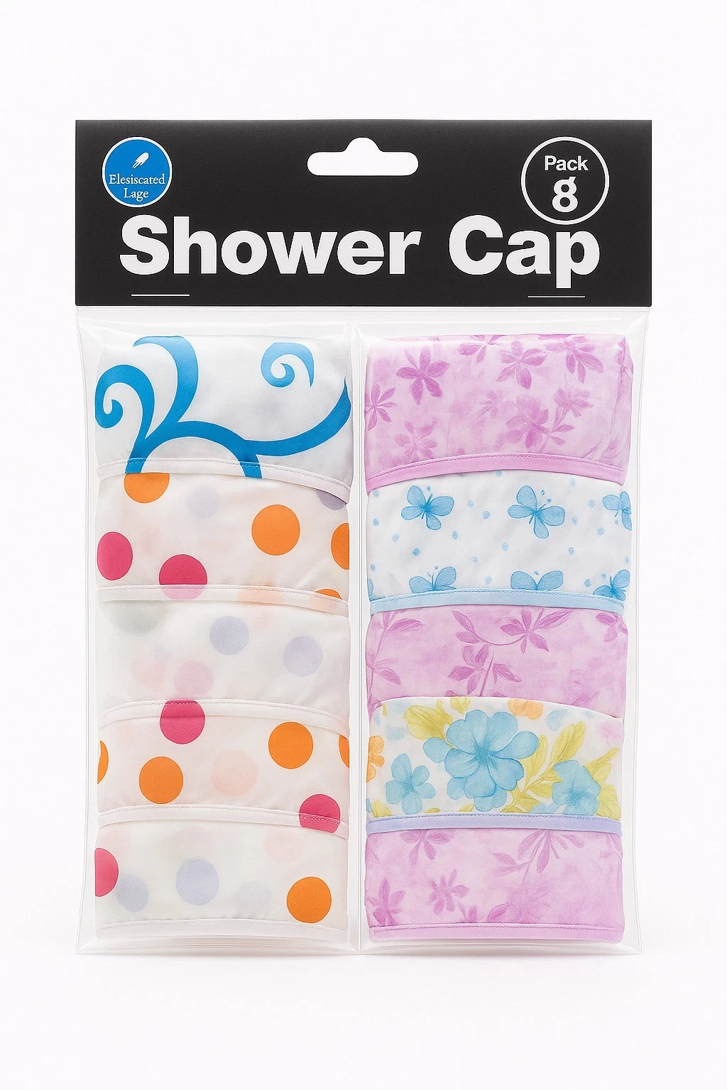 Shower Cap Women Bath Hat Hair Reusable Spotty Cover Waterproof Bathing Hat 8Pcs